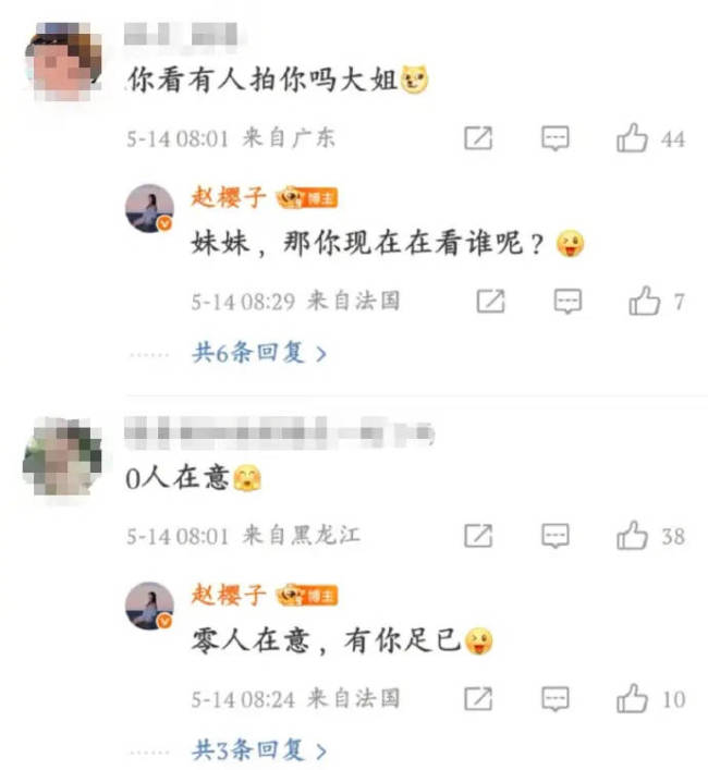赵樱子晒戛纳红毯照遭恶评 本人犀利回怼好霸气